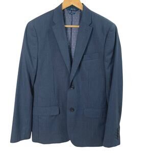 Perry Ellis Size 40R Men's Slim Fit Sport Coat Blazer Navy Blue Business Travel